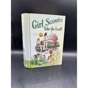 Vintage Girl Scout Take the Lead Tin Book Box 1990s 2 x 6 x 8 inches